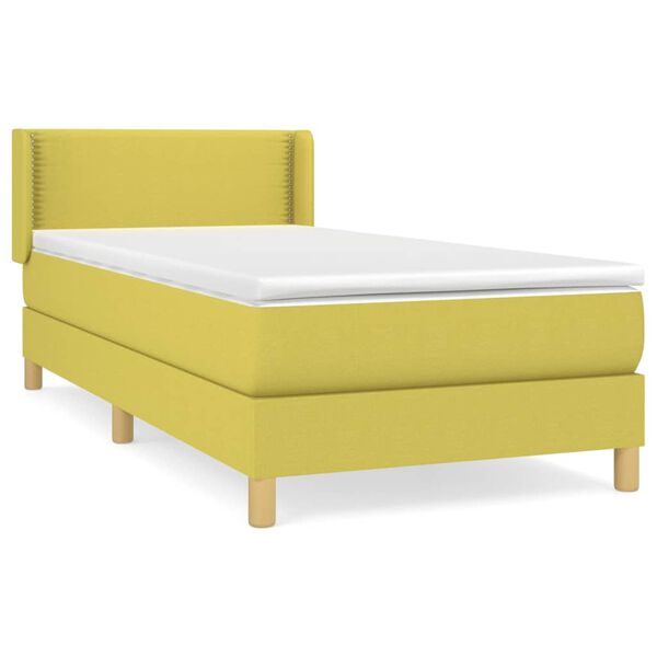 vidaXL Cama box spring con colch&oacute;n tela verde 90x200 cm