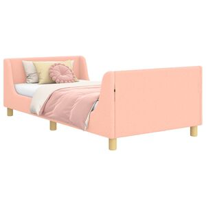 vidaXL Cama para ni&ntilde;os con cabecero Rosa 90 x 190 cm Tela de Oveja