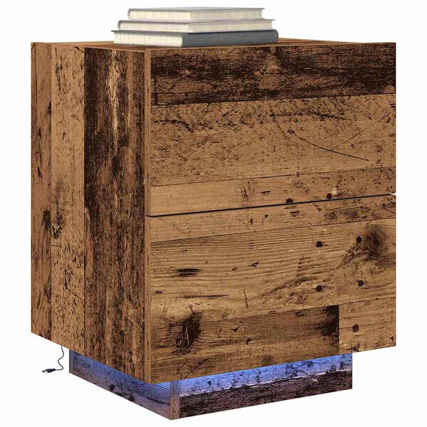 vidaXL Armario de Noche con caj&oacute;n Madera vieja 45 x 40 x 55 cm