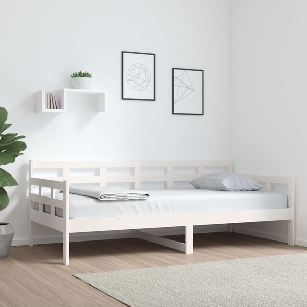 vidaXL Sof&aacute; cama madera maciza de pino blanco 90x190 cm