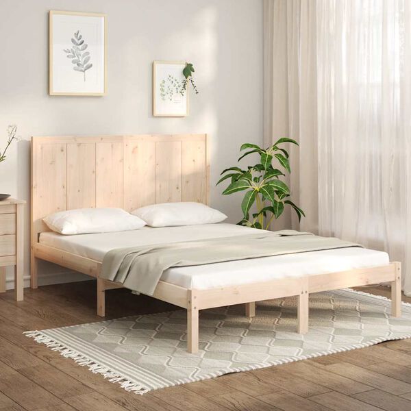 vidaXL Estructura de cama sin colch&oacute;n madera de pino blanco 150x200 cm