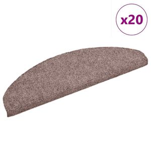 vidaXL Felpudos autoadhesivos para escaleras, 20 unidades, 65 x 21 x 4 cm, marr&oacute;n claro, semicirculares, grandes