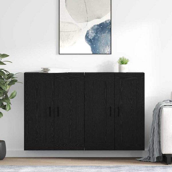vidaXL Mueble de pared 2 pcs Roble Negro 69,5 x 34 x 90 cm