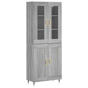 vidaXL Aparador alto madera contrachapada gris sonoma 69,5x34x180 cm
