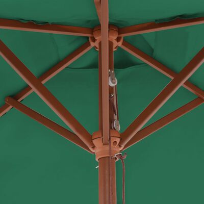 vidaXL Sombrilla de jardín con palo de madera 150x200 cm verde