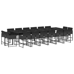 vidaXL Set de muebles jard&iacute;n 17 pzas con cojines rat&aacute;n sint&eacute;tico negro