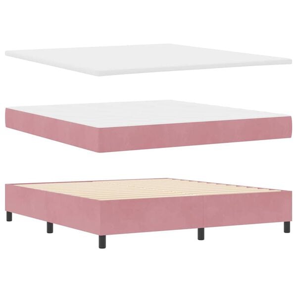vidaXL Cama tipo Box Spring con colch&oacute;n Rosa 180 x 200 cm Terciopelo