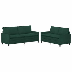 vidaXL Juego de Sof&aacute; 2 uds. Verde oscuro Terciopelo
