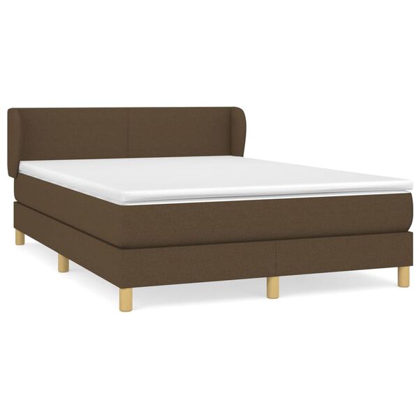 vidaXL Cama box spring con colch&oacute;n tela marr&oacute;n oscuro 140x200 cm
