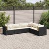 vidaXL Set muebles de jardín 6 piezas y cojines ratán sintético negro
