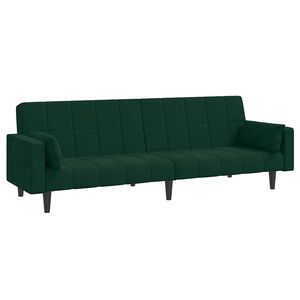 vidaXL Sof&aacute; cama de 2 plazas con dos almohadas terciopelo verde oscuro