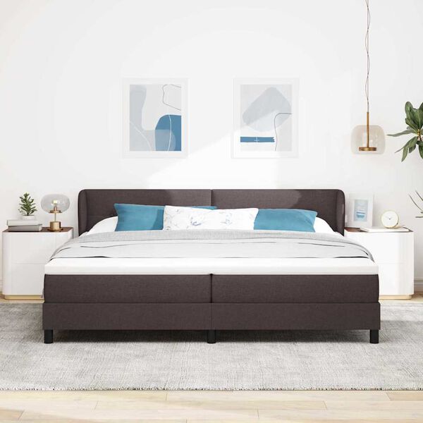 vidaXL Cama box spring con colch&oacute;n Marr&oacute;n oscuro 200 x 200 cm tela