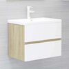 vidaXL Set de muebles de ba&ntilde;o 2 pzas madera contrachapada blanco roble