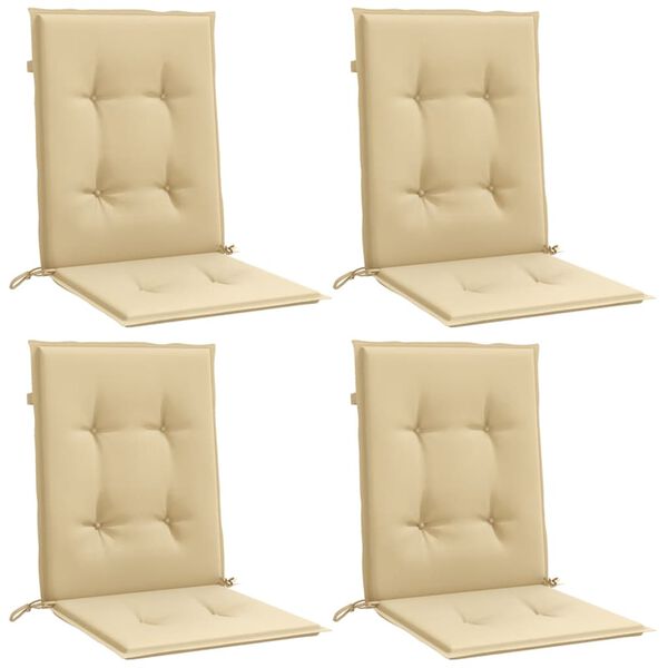 vidaXL Cojines silla respaldo bajo 4 ud tela beige melange 100x50x4 cm