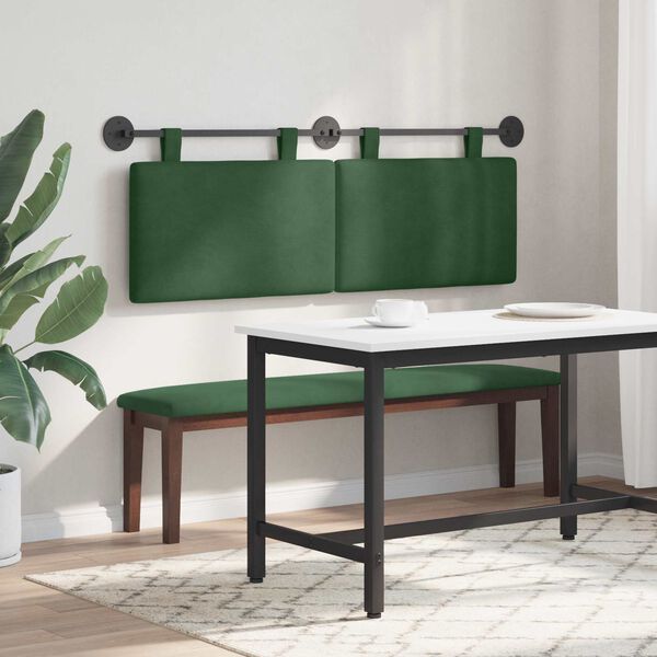 vidaXL Cabecera Colgante Liso Verde Selva 150 x 55 x 5 cm Tela de Pana