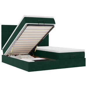vidaXL Estructura de cama otomana colchones terciopelo verde oscuro
