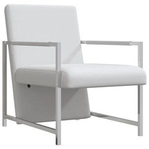 vidaXL Sill&oacute;n con patas cromadas cuero sint&eacute;tico blanco