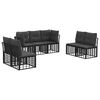 vidaXL Conjunto de sof&aacute;s de exterior Negro Poli&eacute;ster