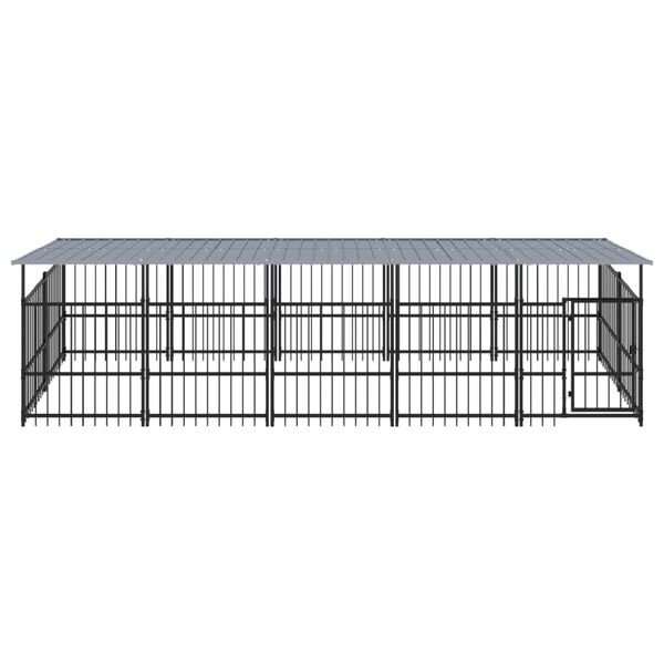 vidaXL Perrera de exterior con tejado acero 9,38 m&sup2;