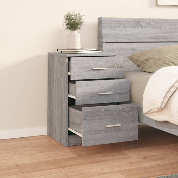 vidaXL Mesita de noche madera contrachapada gris Sonoma 40x40x63 cm