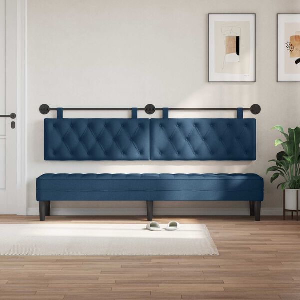 vidaXL Cabecera Colgante Montaje en la pared Azul 210 x 55 x 7 cm tela