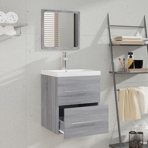vidaXL Armario de ba&ntilde;o con espejo gris sonoma 41x38,5x48 cm