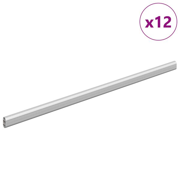 vidaXL Varilla para Armario 12 pcs Plateado 764 x 15 x 29 mm