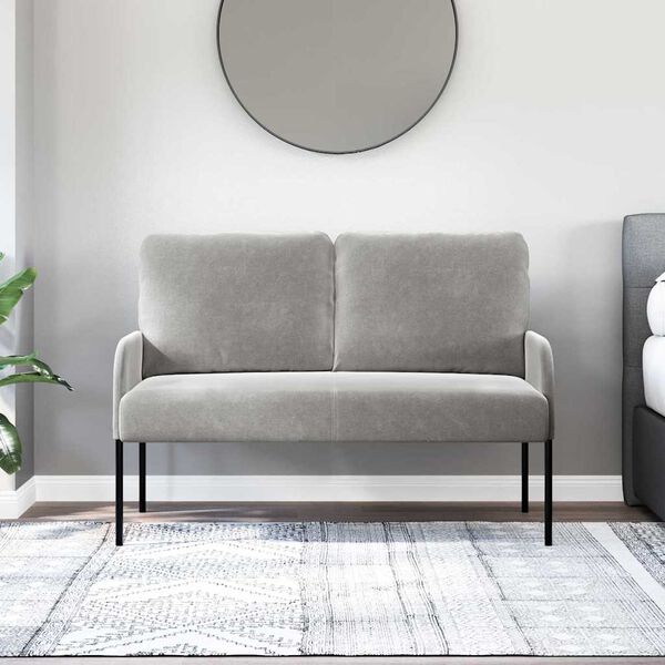 vidaXL Sof&aacute;s con coj&iacute;n 110cm Gris Claro Madera contrachapada