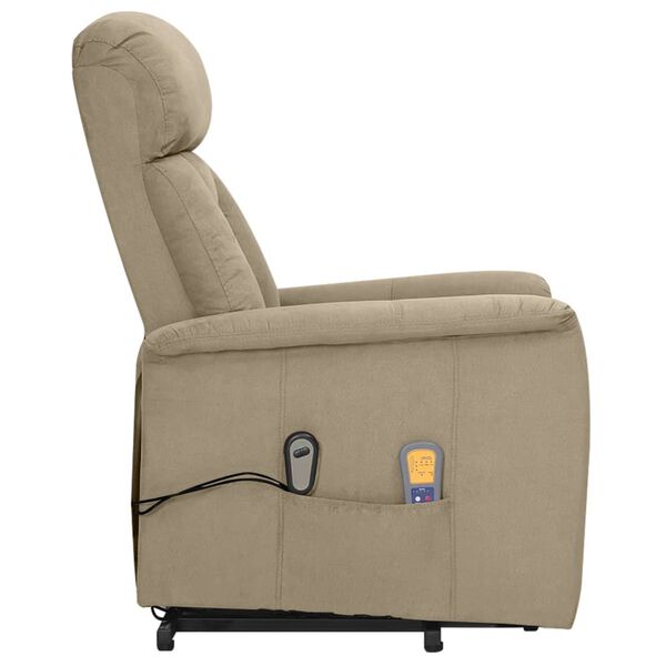 vidaXL Sillón de masaje elevable de tela microfibra gris claro