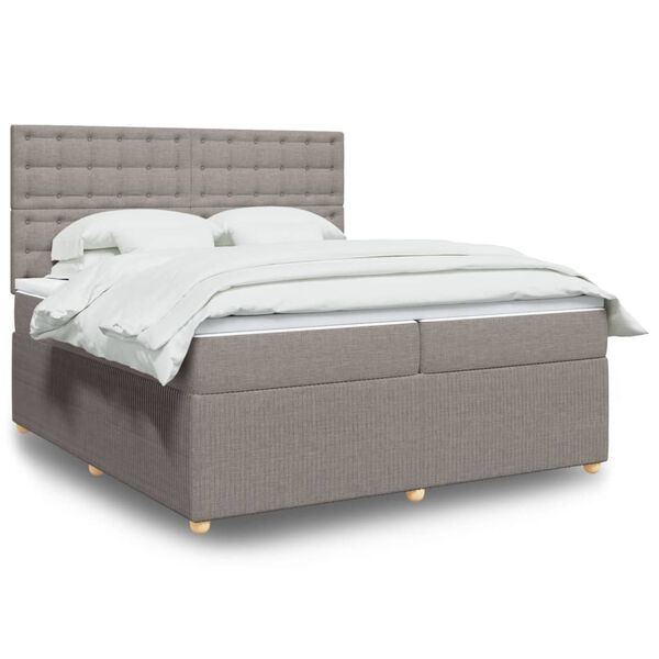 vidaXL Cama box spring con colch&oacute;n tela gris taupe 200x200 cm