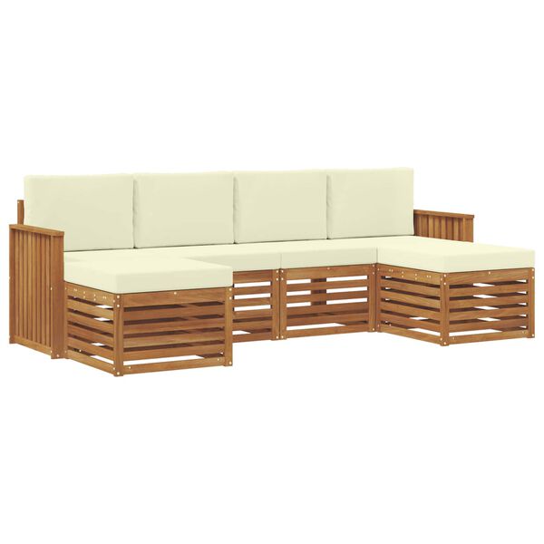 vidaXL Juegos de sof&aacute;s 6 pcs Natural y Crema Madera de Acacia S&oacute;lida
