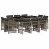 vidaXL Set de comedor de jard&iacute;n 11 pzas y cojines rat&aacute;n sint&eacute;tico gris