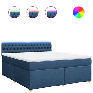vidaXL Cama box spring con colch&oacute;n tela azul 180x200 cm