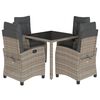 vidaXL Set comedor de jard&iacute;n 5 piezas con cojines rat&aacute;n sint&eacute;tico gris