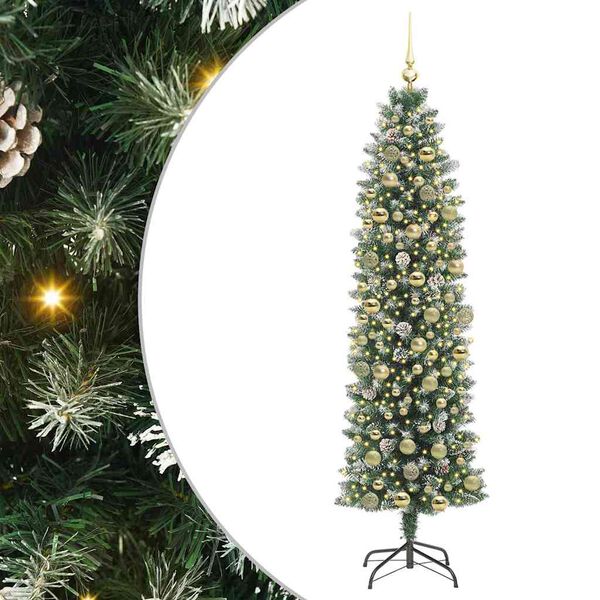 vidaXL &Aacute;rbol Navide&ntilde;o Artificial Delgado con 300 LED Verde y 180 cm