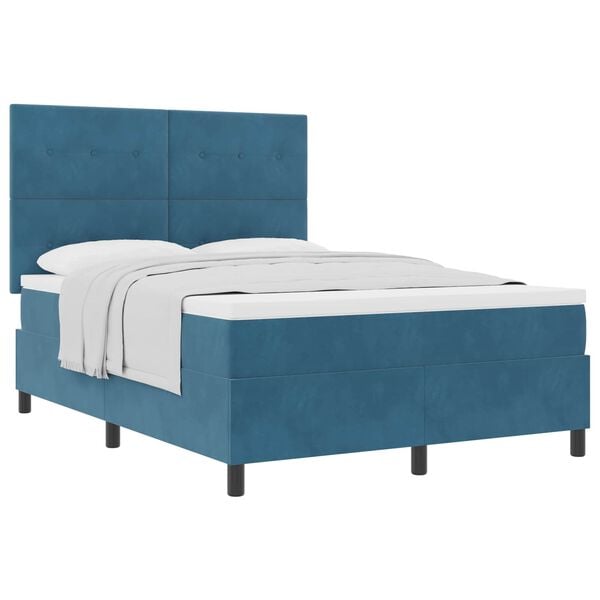 vidaXL Cama tipo Box Spring con colch&oacute;n Azul Oscuro 160 x 200 cm tela