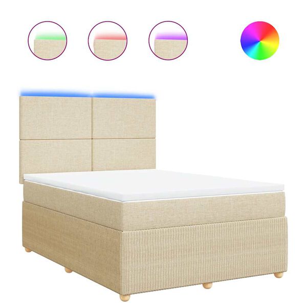 vidaXL Cama box spring con colch&oacute;n tela color crema 160x200 cm