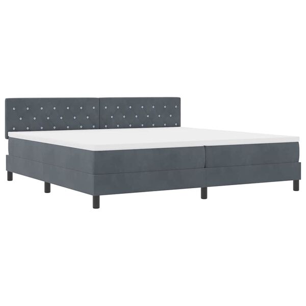 vidaXL Cama Box Spring LED con LED Gris oscuro 200 x 200 cm Terciopelo