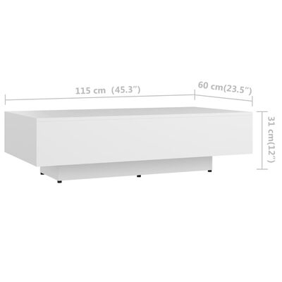 vidaXL Mesa de centro de aglomerado blanco 115x60x31 cm