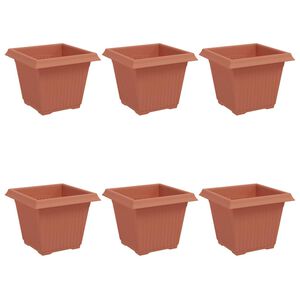 vidaXL Maceta cuadrada para flores 6 uds. Rojo Ladrillo Pl&aacute;stico