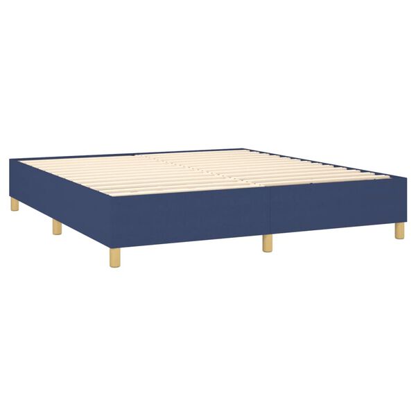 vidaXL Cama box spring con colch&oacute;n tela azul 160x200 cm