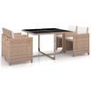 vidaXL Set de comedor de jard&iacute;n 5 pzas y cojines rat&aacute;n sint&eacute;tico beige