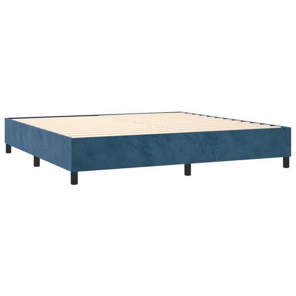 vidaXL Cama box spring con colch&oacute;n terciopelo azul oscuro 200x200 cm