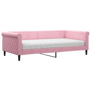 vidaXL Sof&aacute; cama con colch&oacute;n terciopelo rosa 100x200 cm