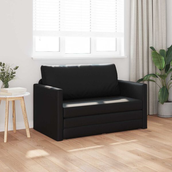 vidaXL Sof&aacute; cama 110cm Negro Cuero artificial