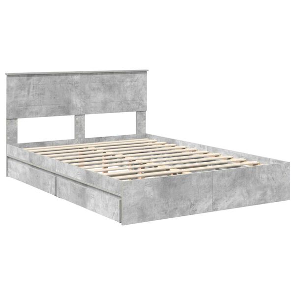 vidaXL Cama con almacenamiento con cabecera Gris Concreto 150 x 200 cm