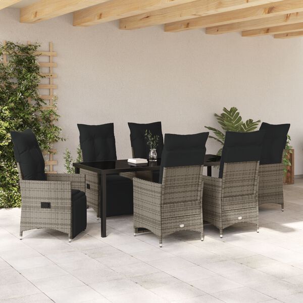 vidaXL Conjunto de Comedor de Jard&iacute;n 7 pcs Gris rat&aacute;n sint&eacute;tico