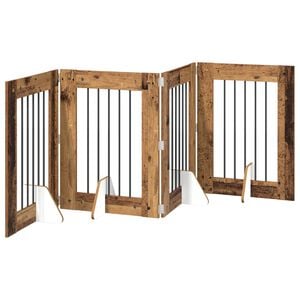vidaXL Puerta para perros plegable con soportes 4 pcs 241 cm