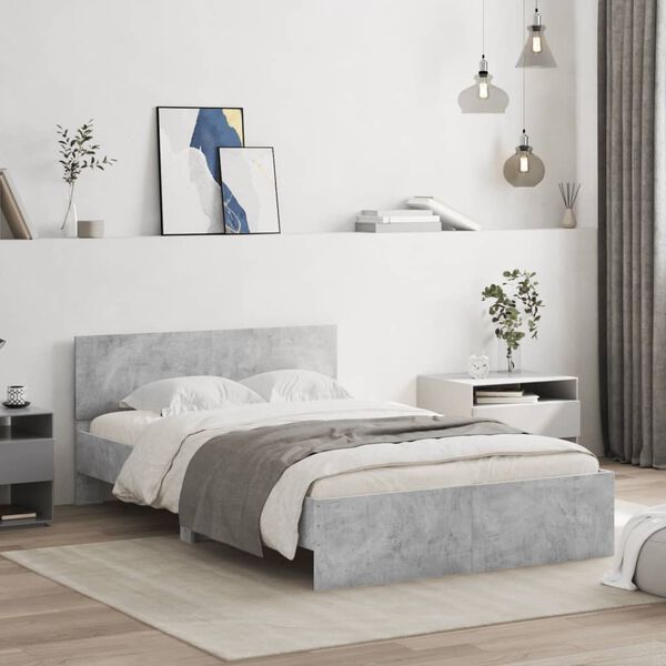 vidaXL Estructura de cama con cabecero gris hormig&oacute;n 120x200cm