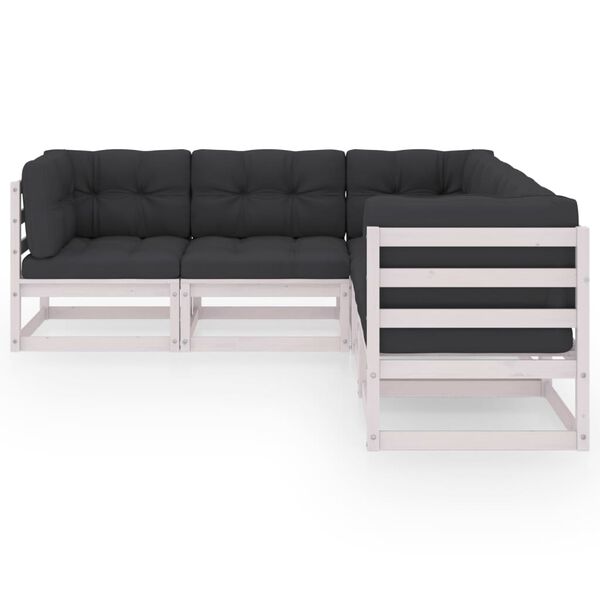 vidaXL Juego de muebles de jard&iacute;n 5 pzas y cojines madera pino maciza
